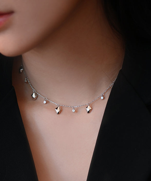 Handmade Starry Sky Design Adjustable Silver Necklace