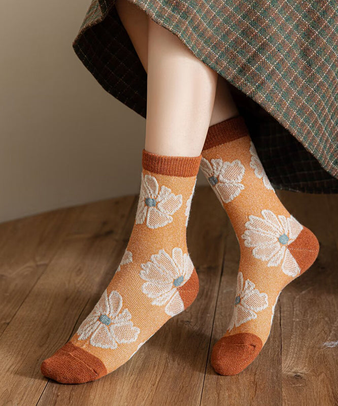 Handmade Thick Jacquard Cotton Crew Socks