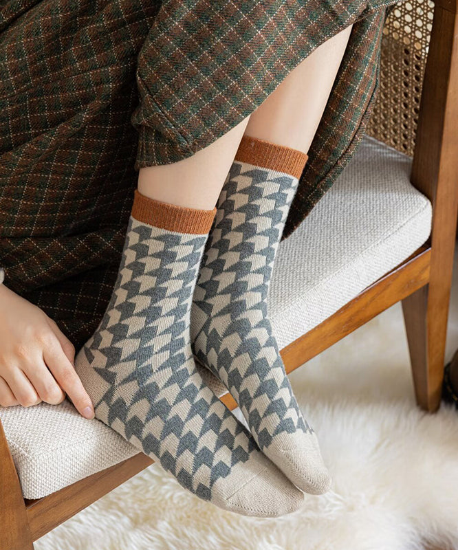Handmade Thick Jacquard Cotton Crew Socks