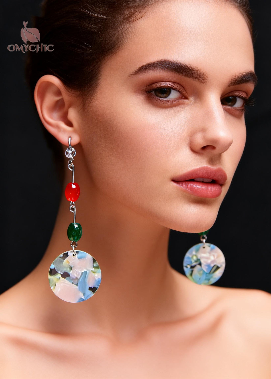 Handmade Turquoise Collocation Coral Acrylic Drop Earrings