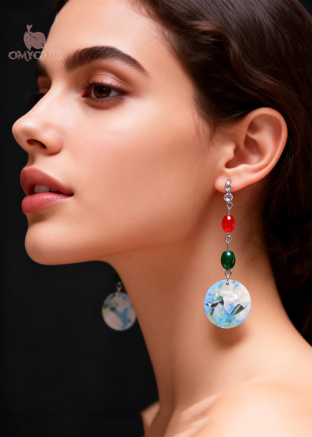 Handmade Turquoise Collocation Coral Acrylic Drop Earrings
