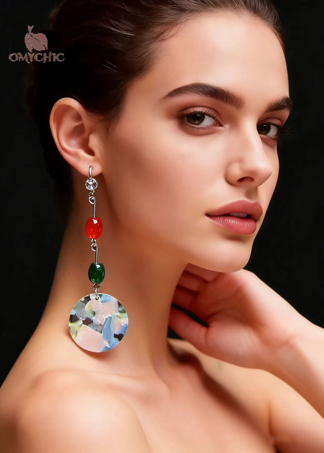 Handmade Turquoise Collocation Coral Acrylic Drop Earrings