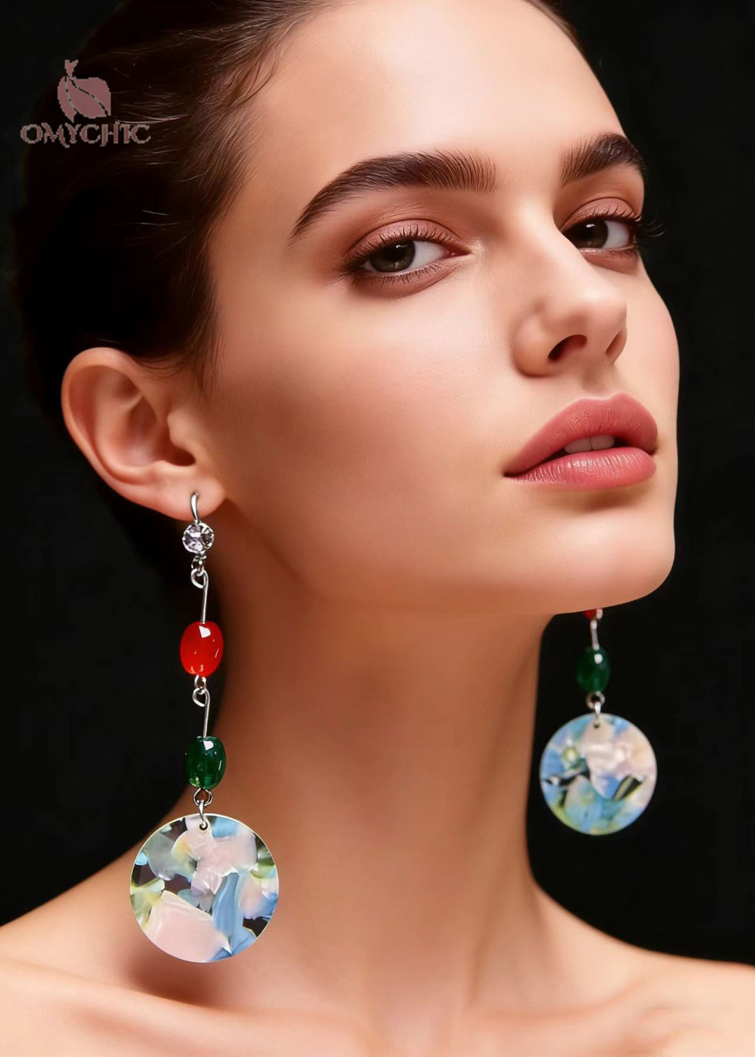 Handmade Turquoise Collocation Coral Acrylic Drop Earrings