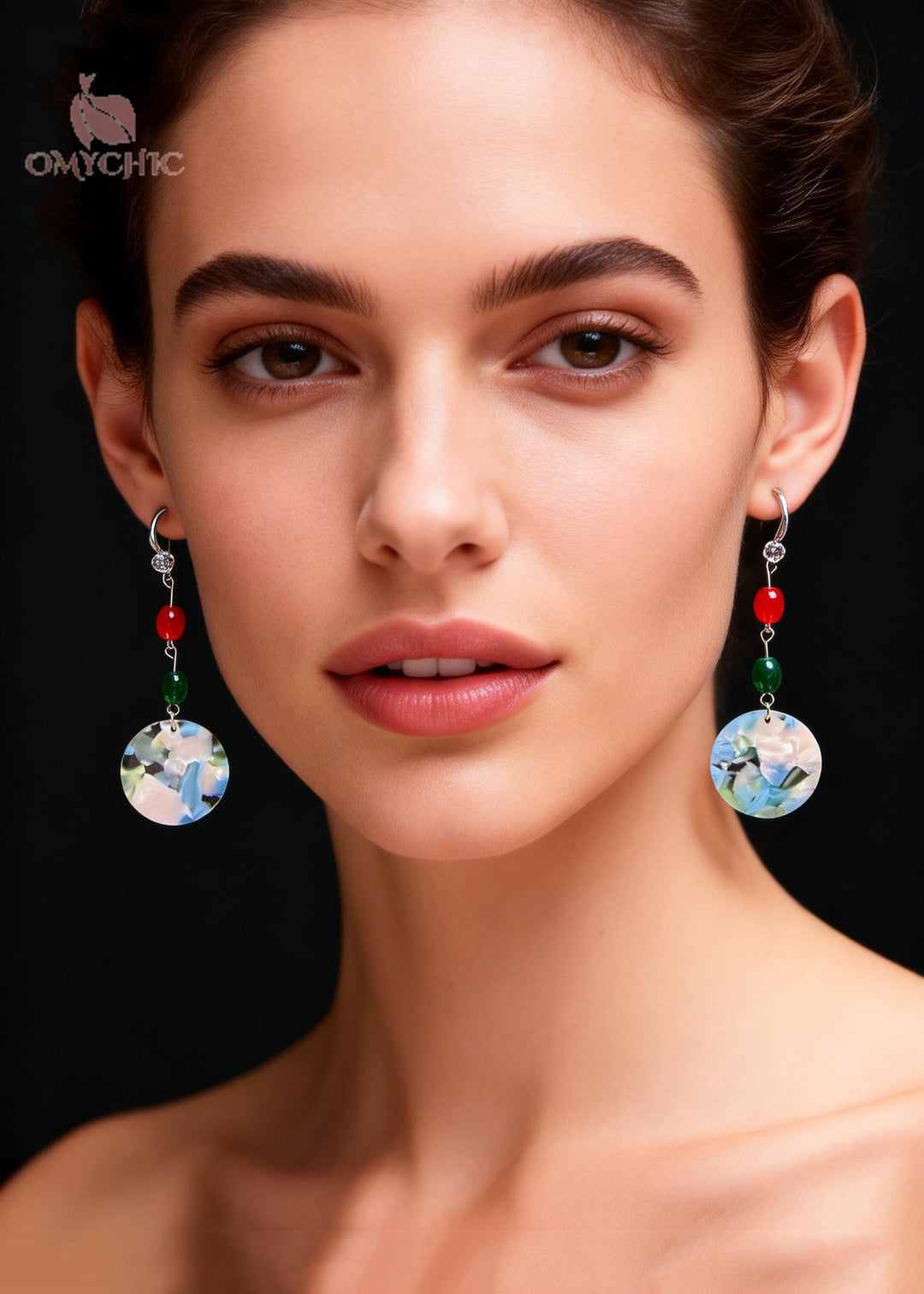 Handmade Turquoise Collocation Coral Acrylic Drop Earrings