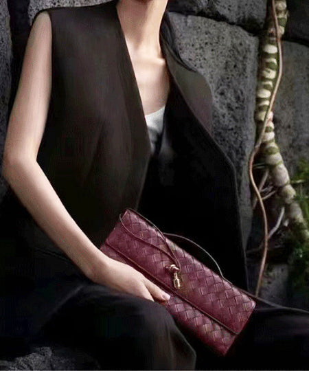 Handmade Weave Design Leather Women Evening Bag