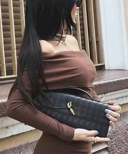 Handmade Weave Design Leather Women Evening Bag