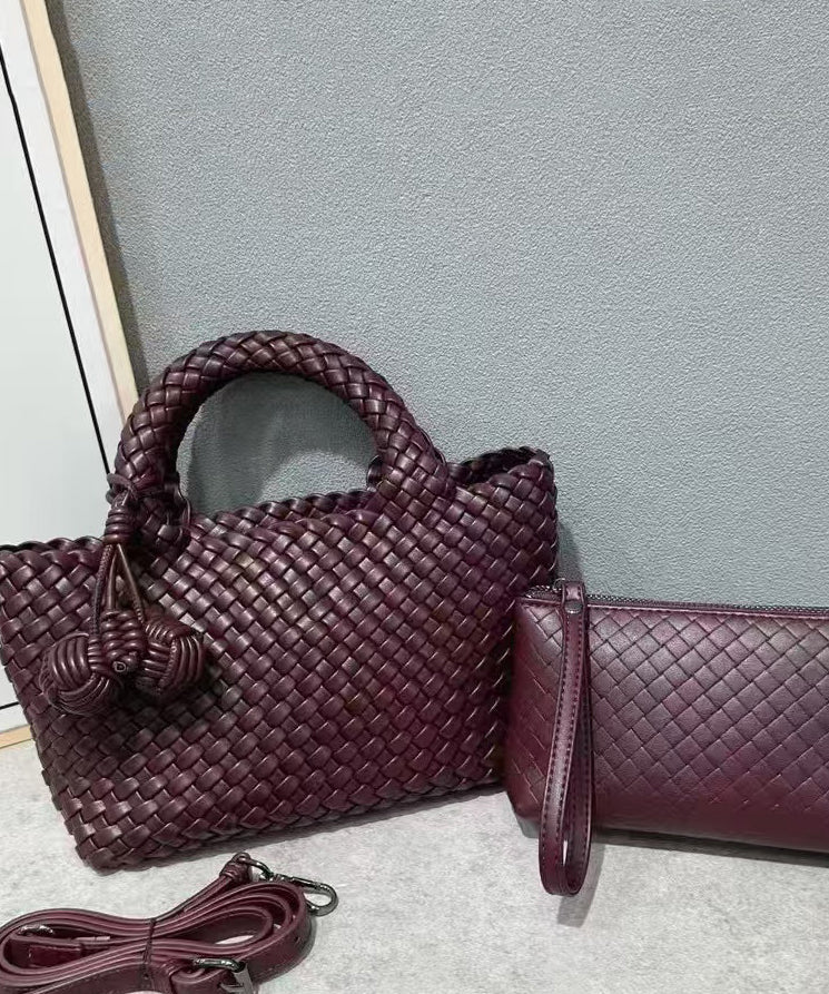 Handmade Weave Solid Durable Leather Tote Bag