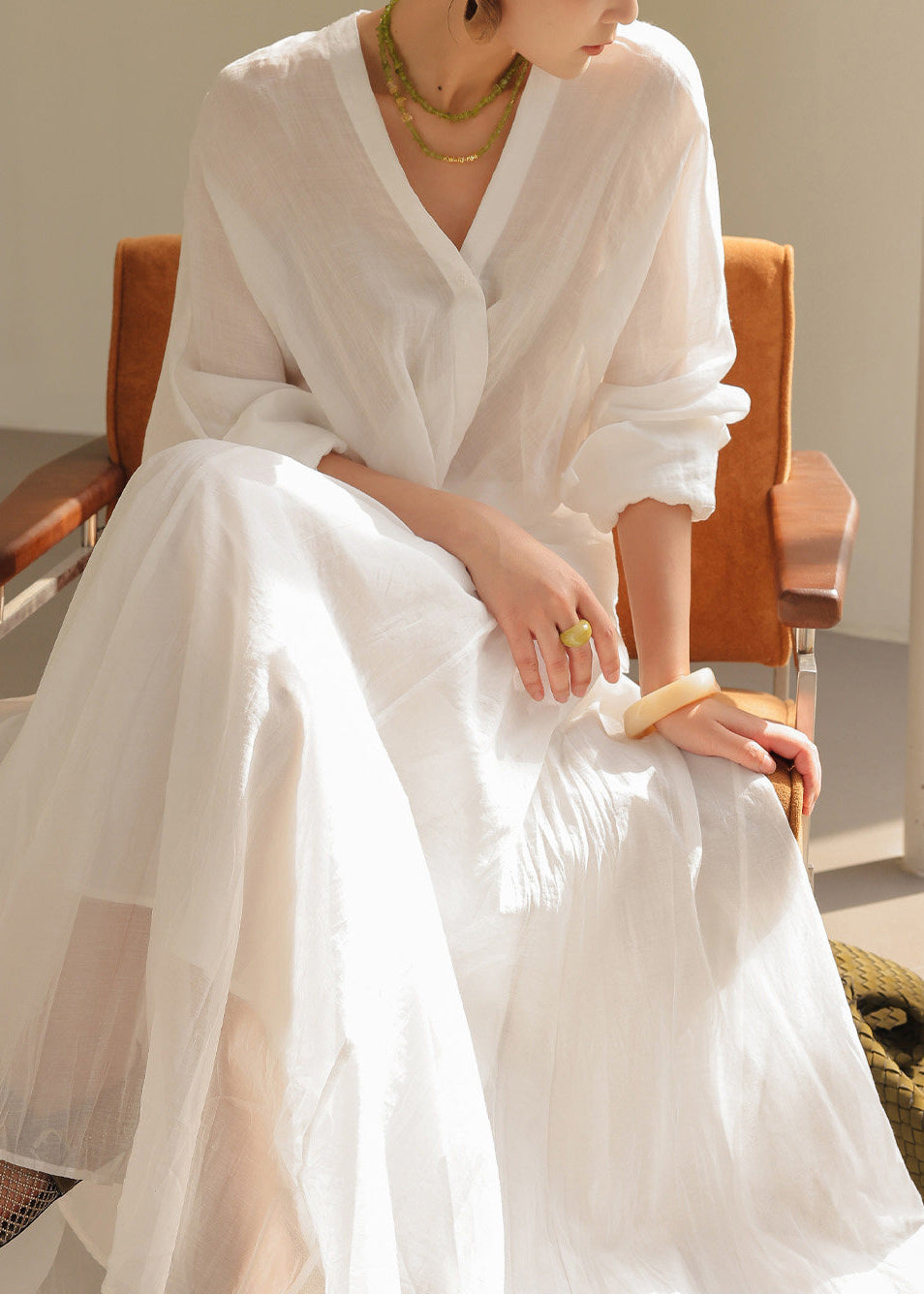 Handmade White Oversized Cross Strap Cotton Shirt Summer