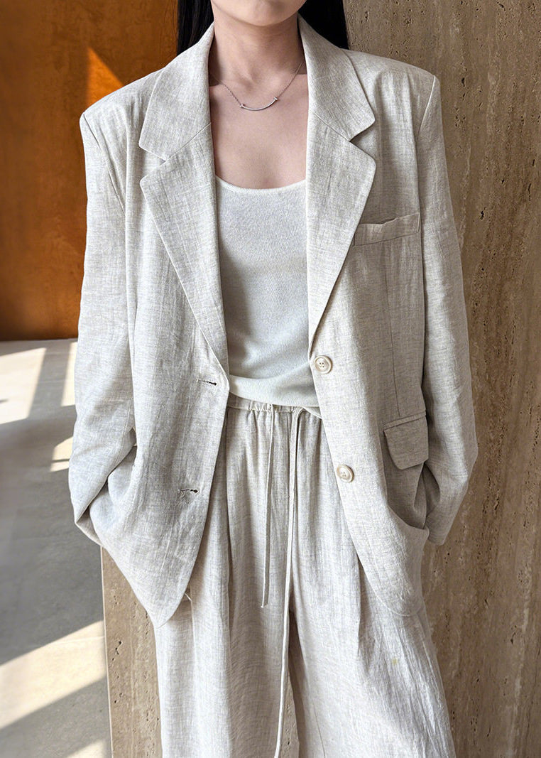 Handmade White Oversized Linen Two Piece Set Spring