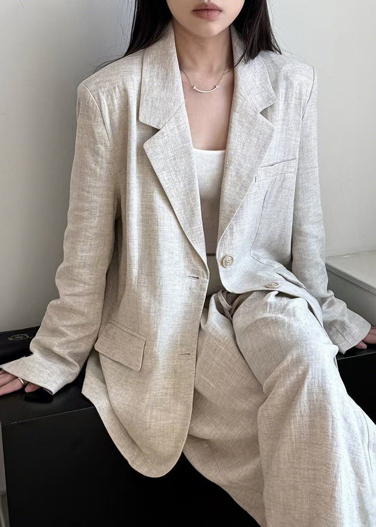 Handmade White Oversized Linen Two Piece Set Spring