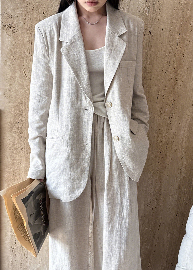 Handmade White Oversized Linen Two Piece Set Spring