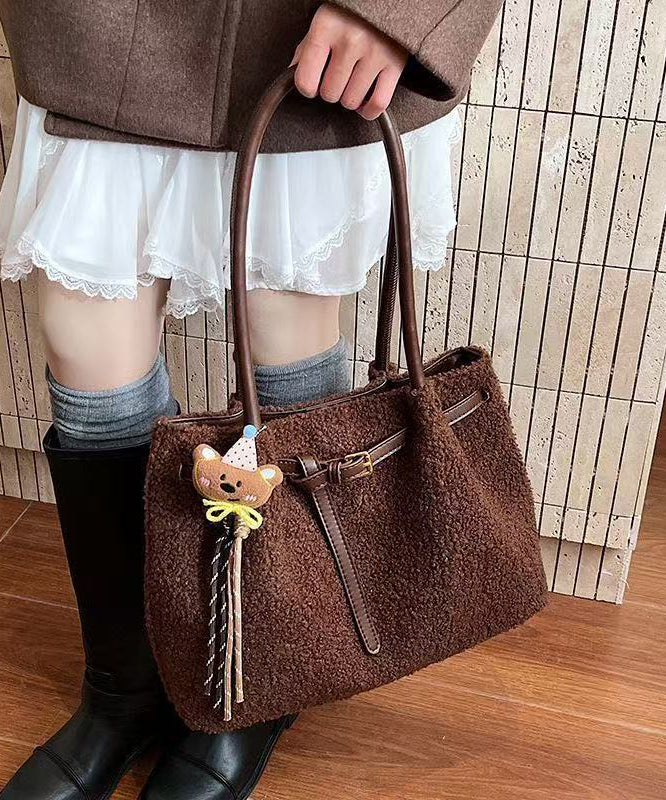 Handmade White Solid Durable Cute Pendant Wool Shoulder Bags