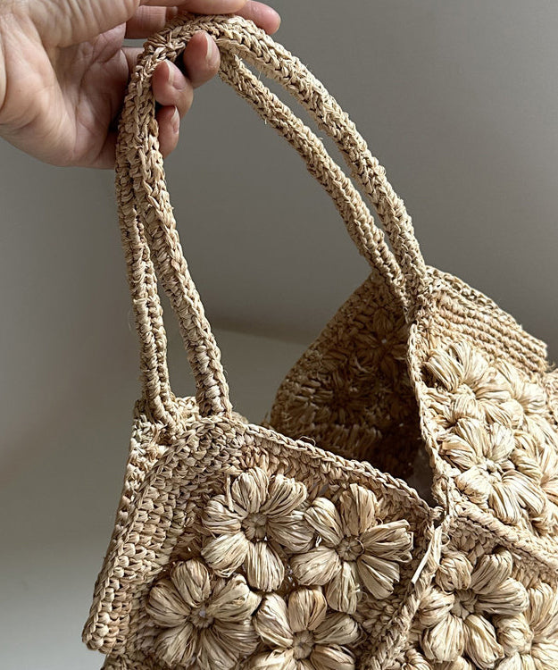 Handmade Woven Flower Solid Durable Tote Bag
