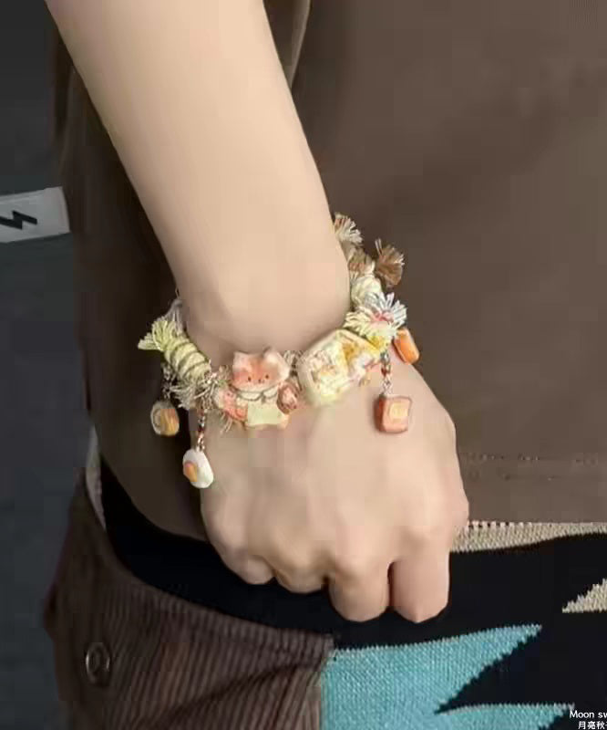 Handmade Yellow Alloy Weave Small Snimal Charm Bracelet - Omychic