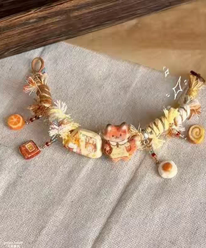 Handmade Yellow Alloy Weave Small Snimal Charm Bracelet - Omychic