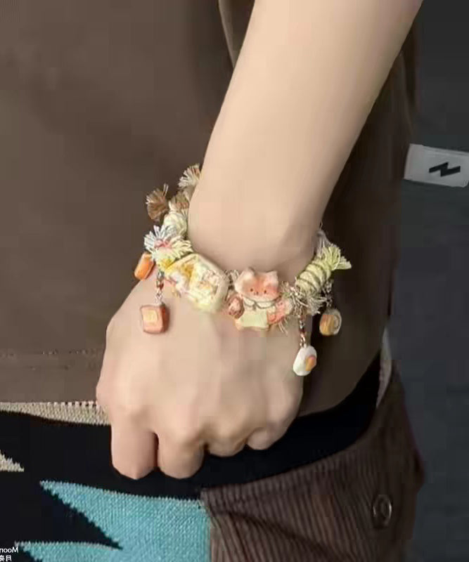 Handmade Yellow Alloy Weave Small Snimal Charm Bracelet - Omychic