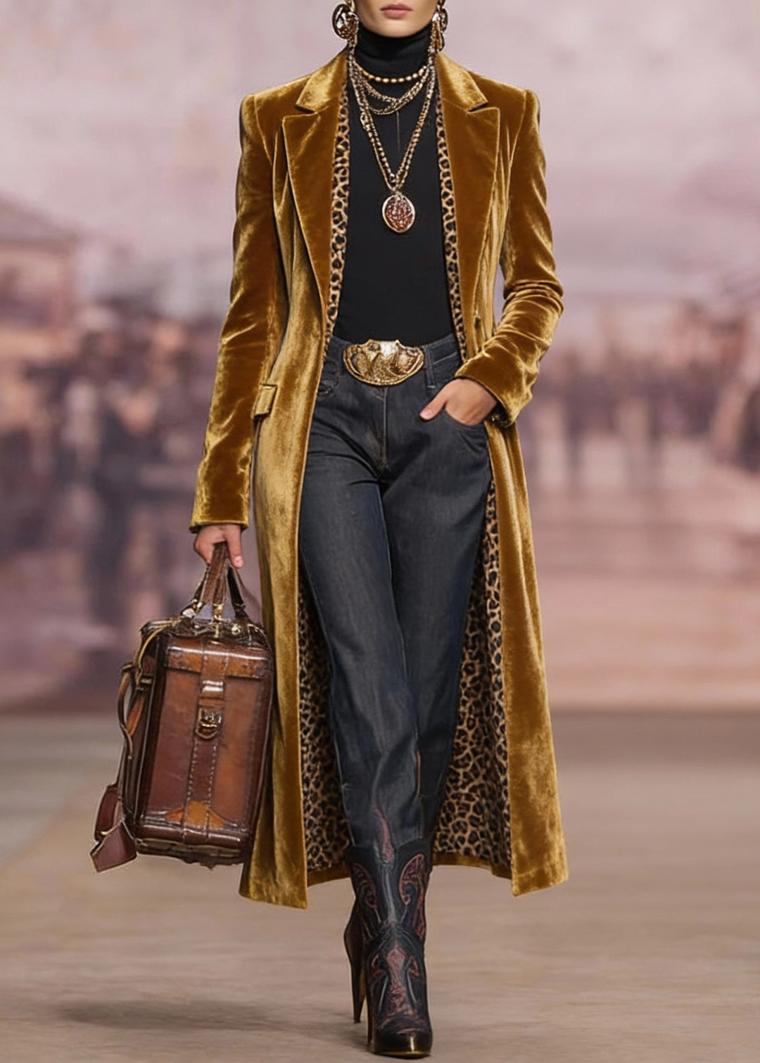 Handmade Yellow Peter Pan Collar Pockets Velvet Trench Spring