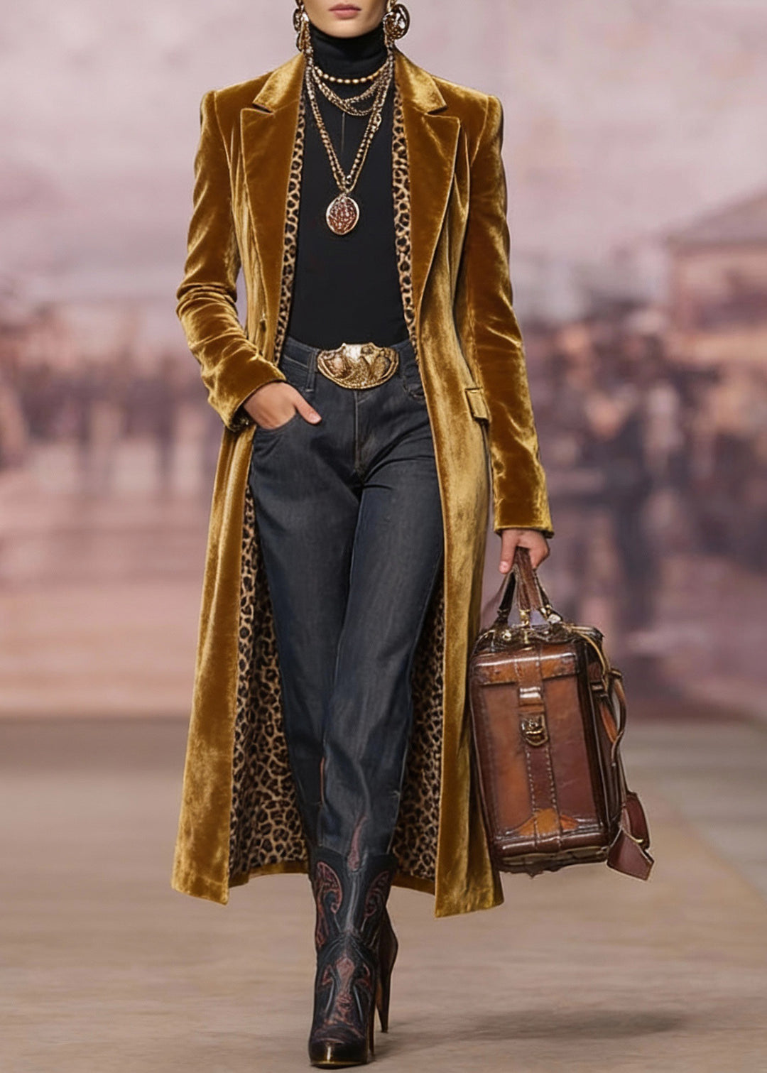 Handmade Yellow Peter Pan Collar Pockets Velvet Trench Spring