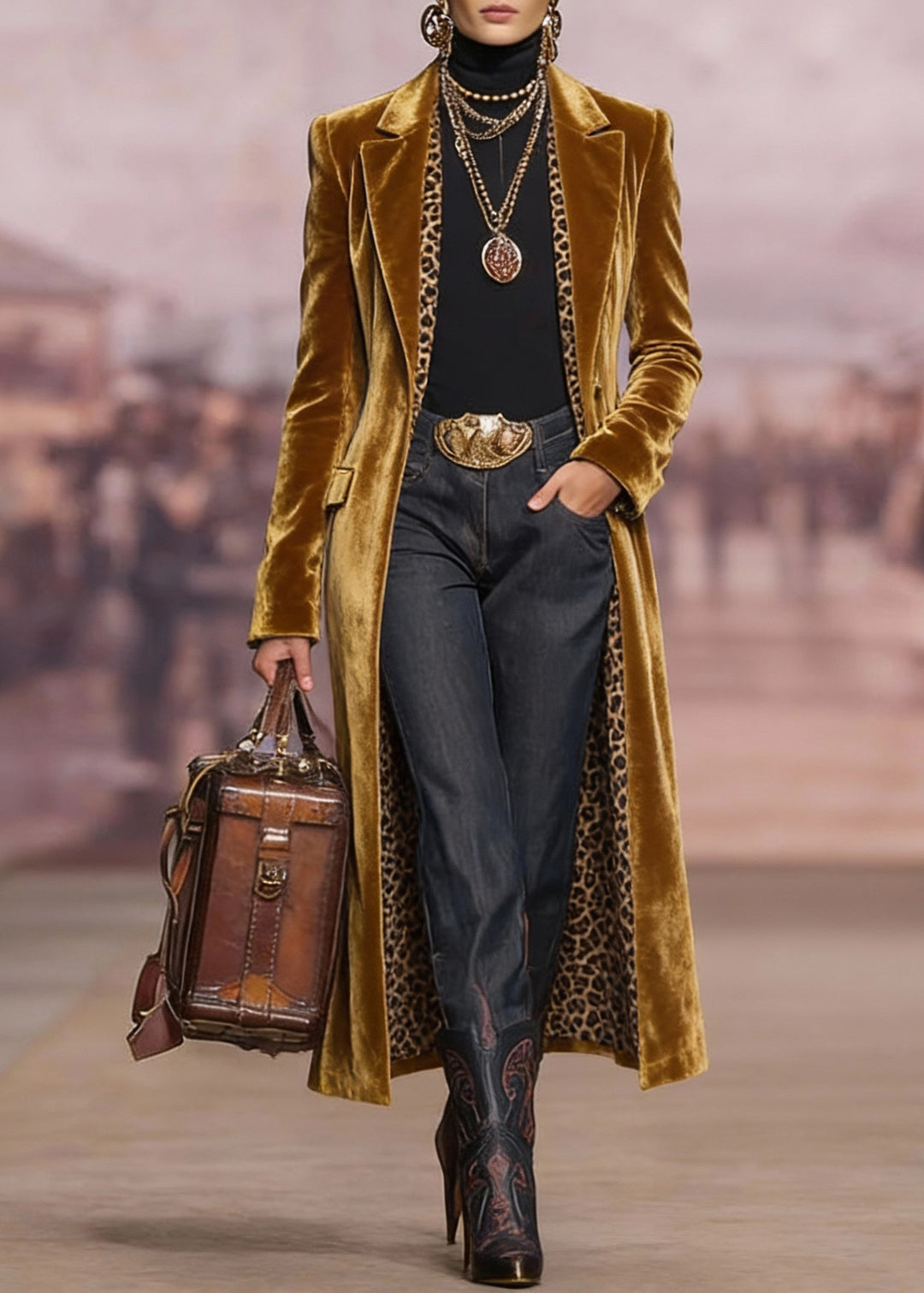 Handmade Yellow Peter Pan Collar Pockets Velvet Trench Spring