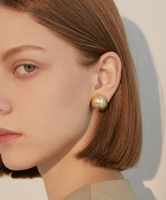 High Quality Golden Round Metal Stud Earrings