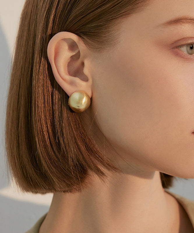 High Quality Golden Round Metal Stud Earrings