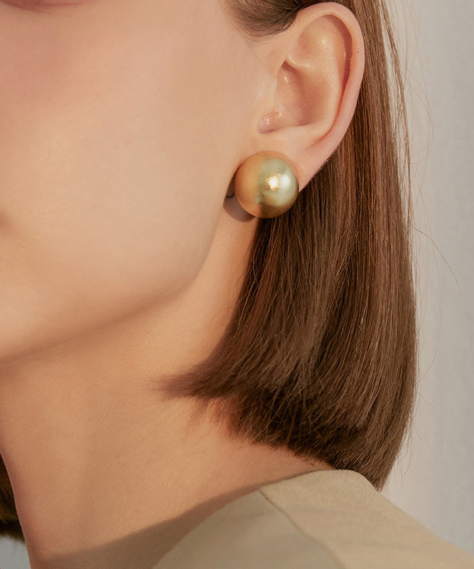 High Quality Golden Round Metal Stud Earrings