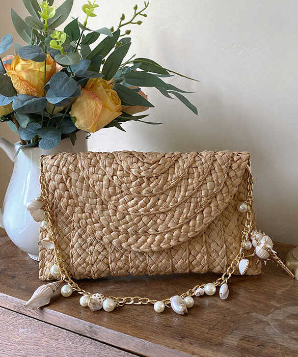 Holiday Style Handmade Straw Woven Envelope Bag