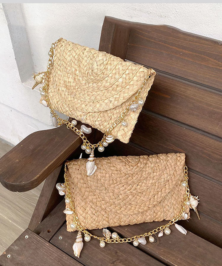 Holiday Style Handmade Straw Woven Envelope Bag