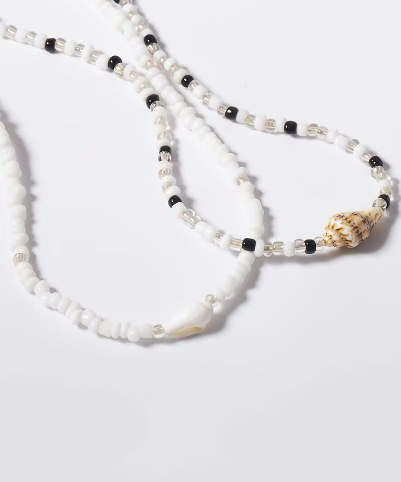 Holiday White Alloy Pearl Beading Pendant Necklace Two-Piece Set - Omychic
