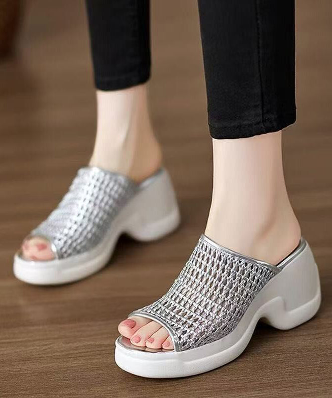 Hollow Out Platform Shoes For Women Slide Sandals