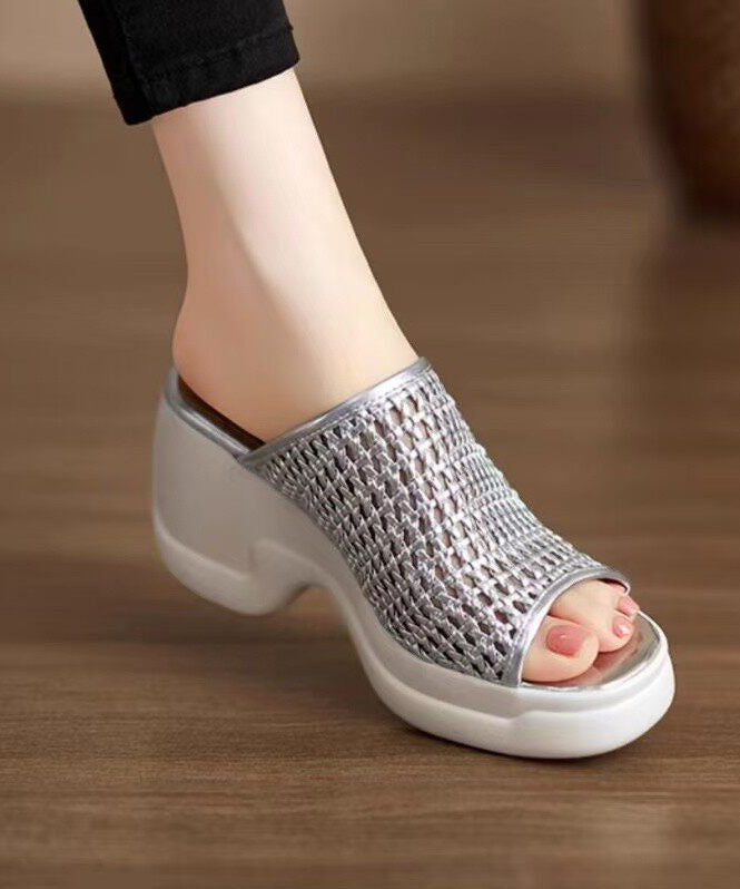 Hollow Out Platform Shoes For Women Slide Sandals