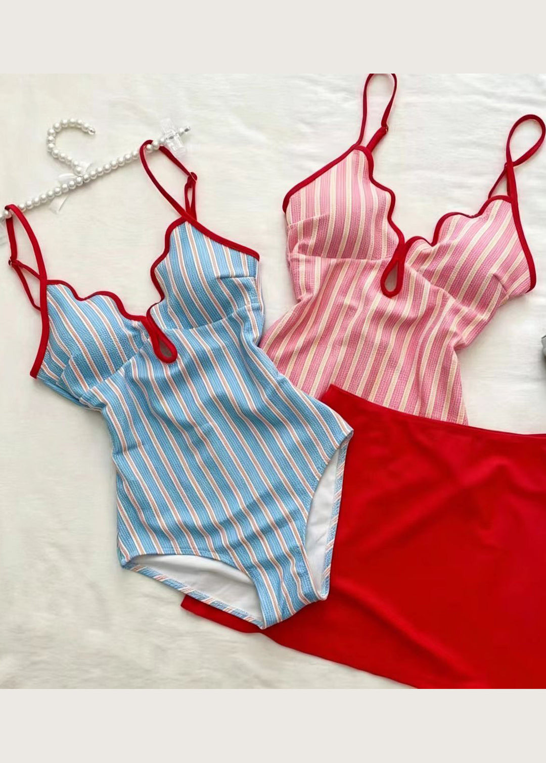 Hot Blue Striped Backless Grils Swimwear Bodysuits
