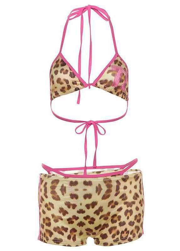 Hot Leopard Print Patchwork Lingerie Sets Swimwear