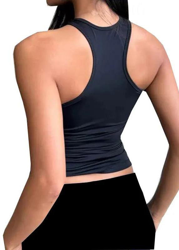Hot Navy High Bounce Speed Dry Zipper Sports Top