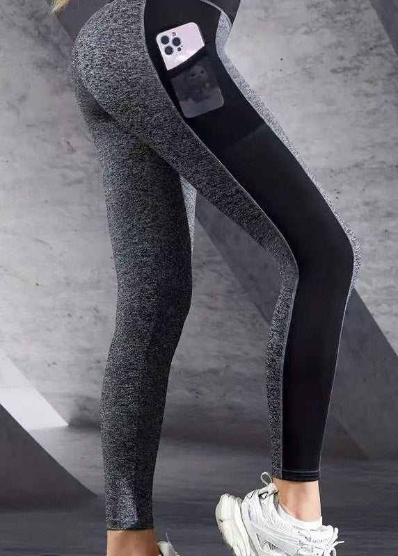 Ignite Grey Butt Scrunch Mesh Panel Leggings Patchwork Capri Running Leggings