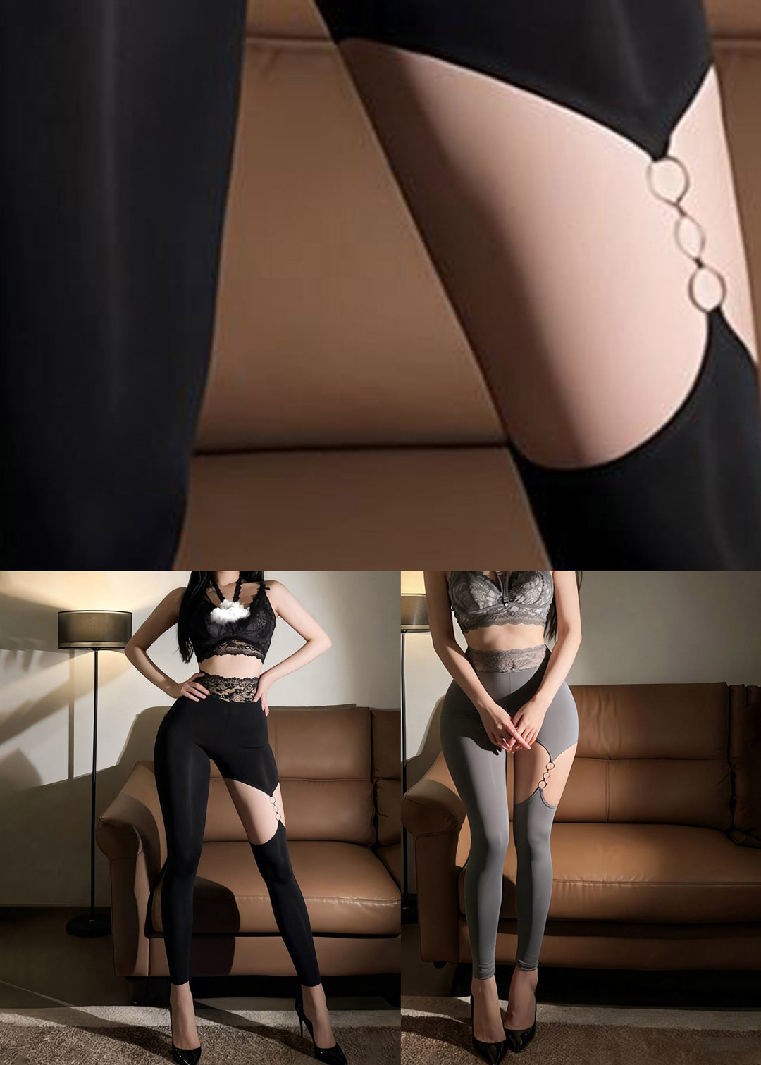 Impact Black High Waist Hollow Out Sports Bra And Leggings Set Suit