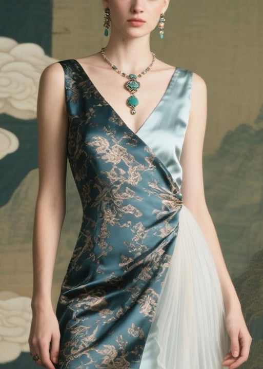 Italian Asymmetrical Patchwork Tulle Cami Dress Summer