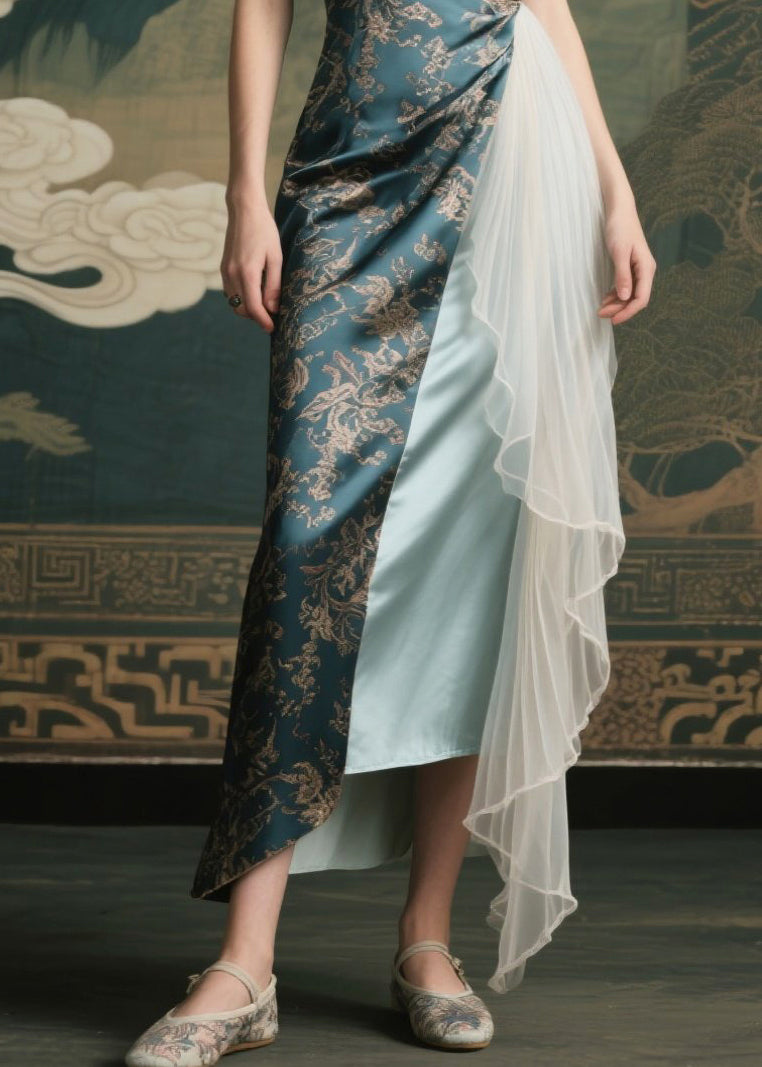 Italian Asymmetrical Patchwork Tulle Cami Dress Summer