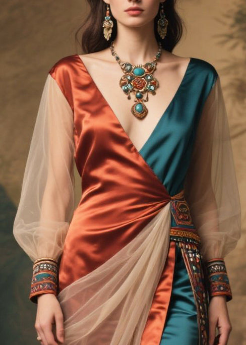 Italian Asymmetrical Patchwork Tulle Side Open Holiday Dresses Summer
