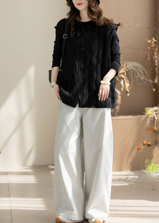 Italian Black O-Neck Warm Knitted Tops Winter