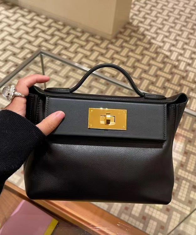 Italian Brown Calf Leather Durable Tote Handbag