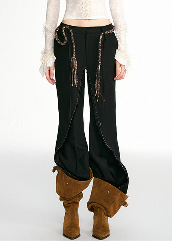 Italian Brown High Waist Leopard Print Patchwork Pants Fall