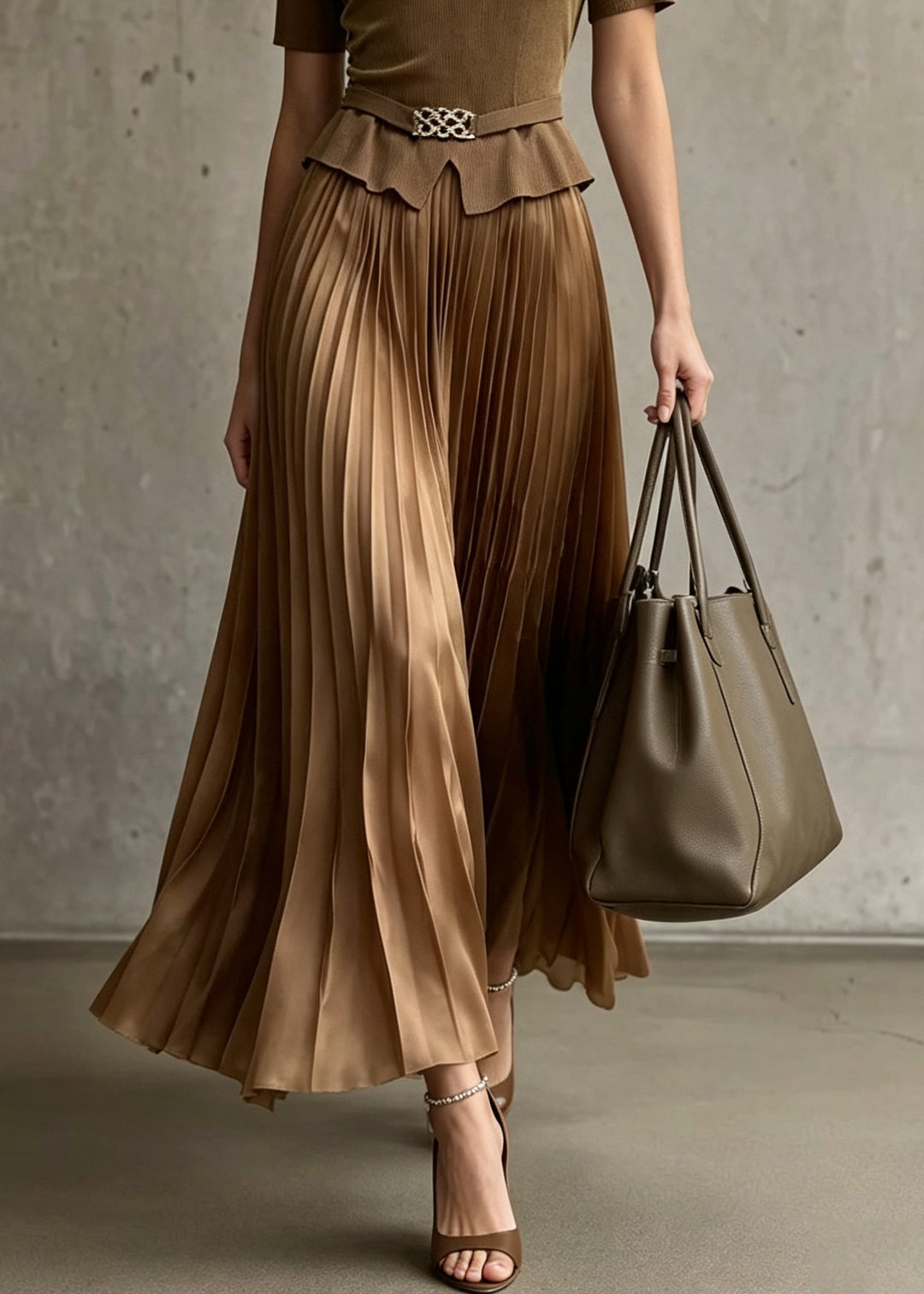 Italian Coffee V Neck Floral Wrinkled Patchwork Long Dresses Summer