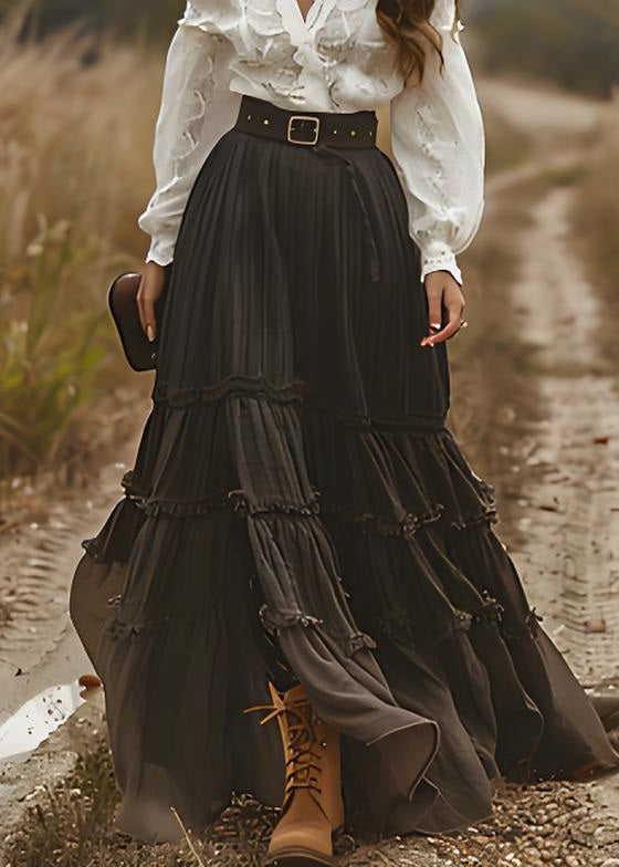 Italian Colorblock V Neck Ruffled Patchwork Cotton Long Dress Spring