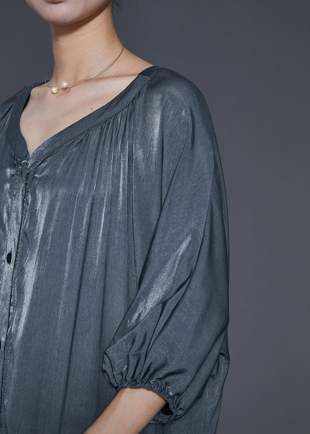 Italian Grey Oversized Linen Silk Long Dresses Summer