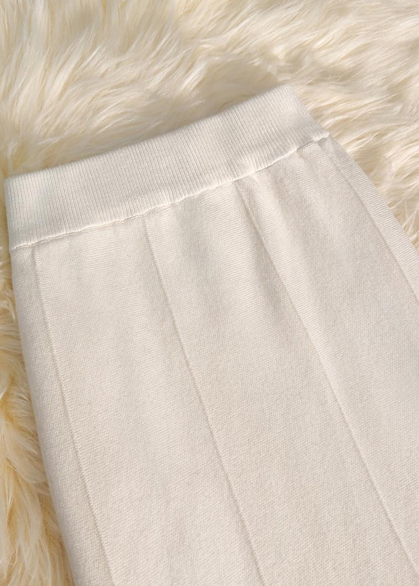 Italian Khaki Silm Fit Warm Knit Wraped Skirts Fall