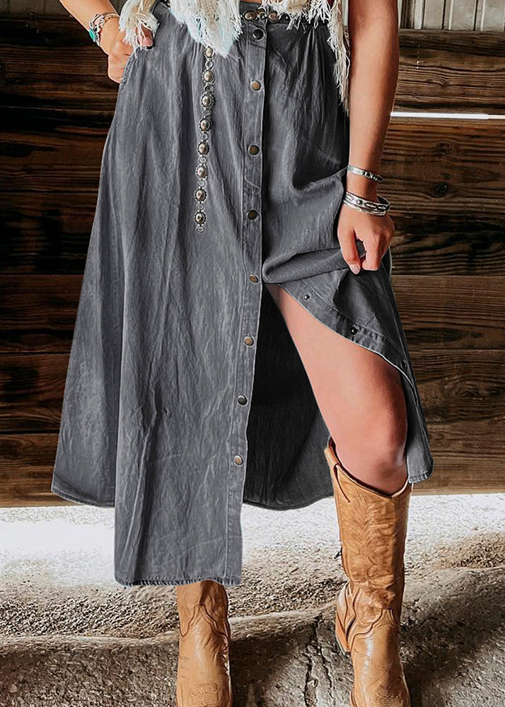 Italian Light Blue High Waist Pockets Denim Skirt Summer