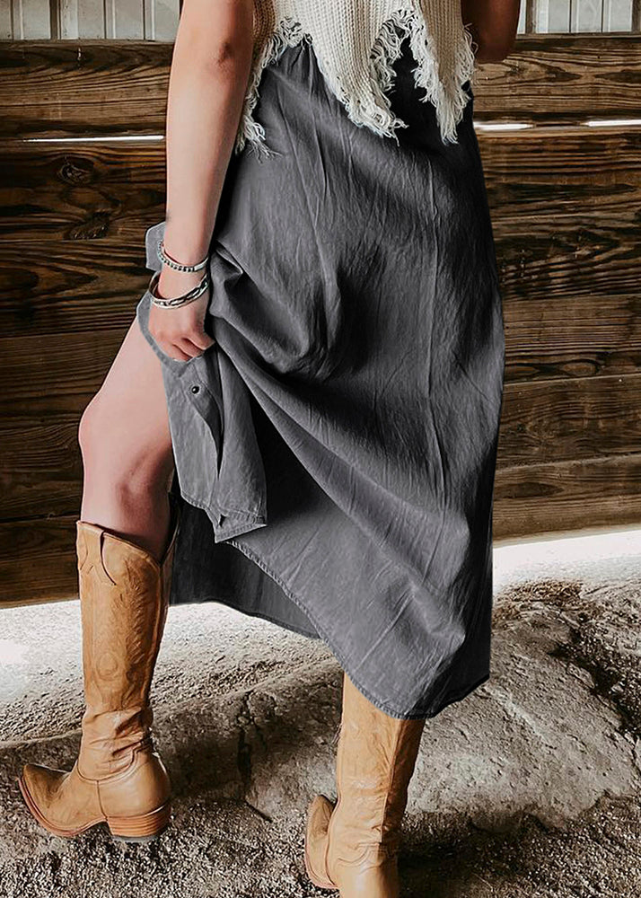 Italian Light Blue High Waist Pockets Denim Skirt Summer
