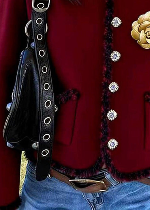 Italian Mulberry O Neck Pockets Floral Cotton Short Coat Spring