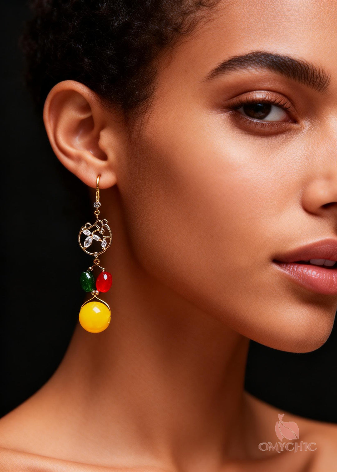 Italian Multicolour Gem Stone Beeswax Drop Earrings